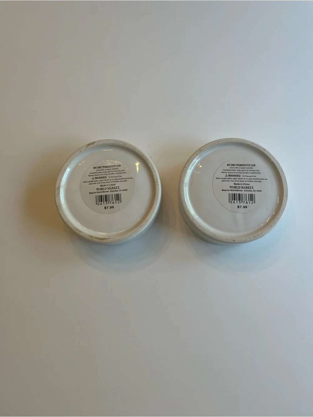 World Market White Ceramic Candle Holders - Set of 2